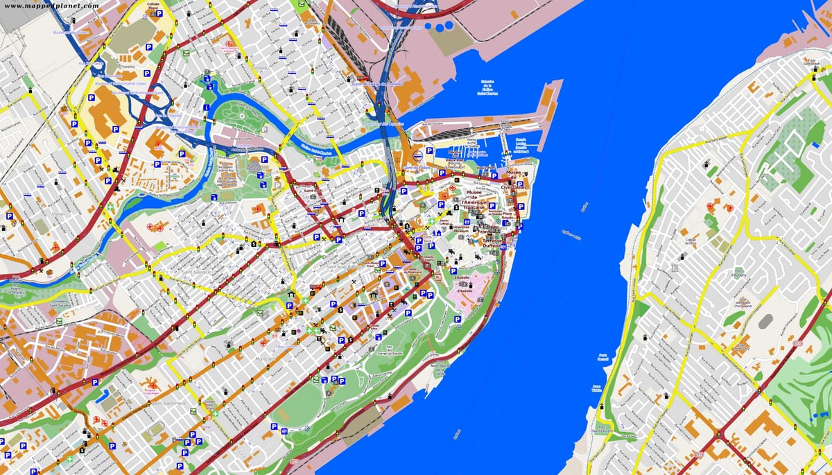 Harta e Quebec City dhe zona përreth