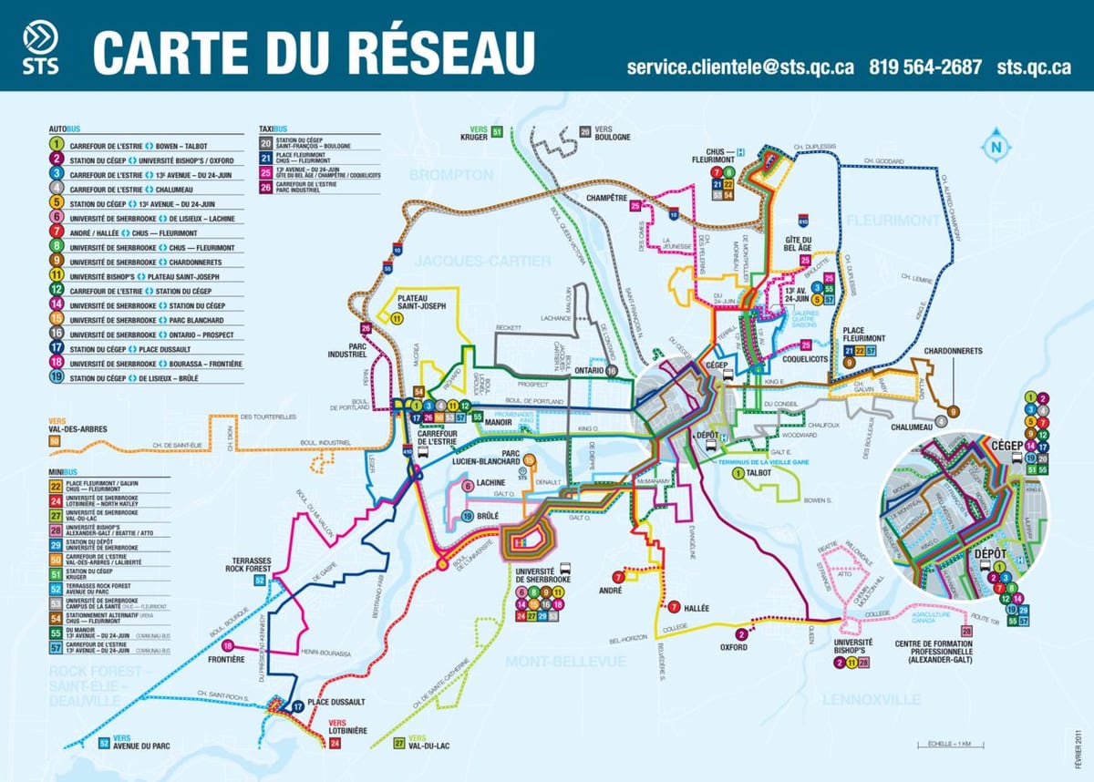 Quebec City autobusëve në rrugë hartë