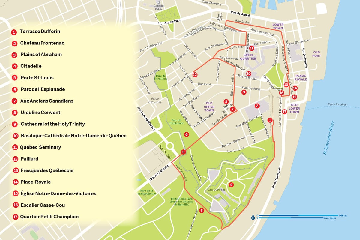 Harta e Quebec City hop on hop off