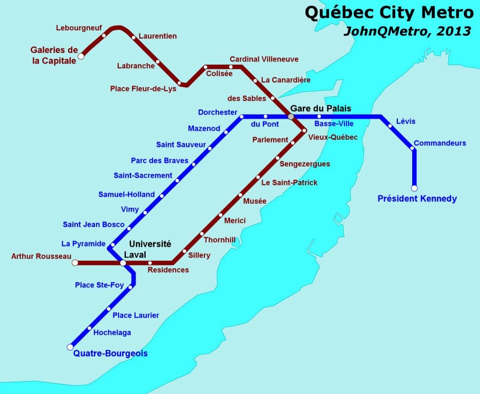 Quebec City metro hartë