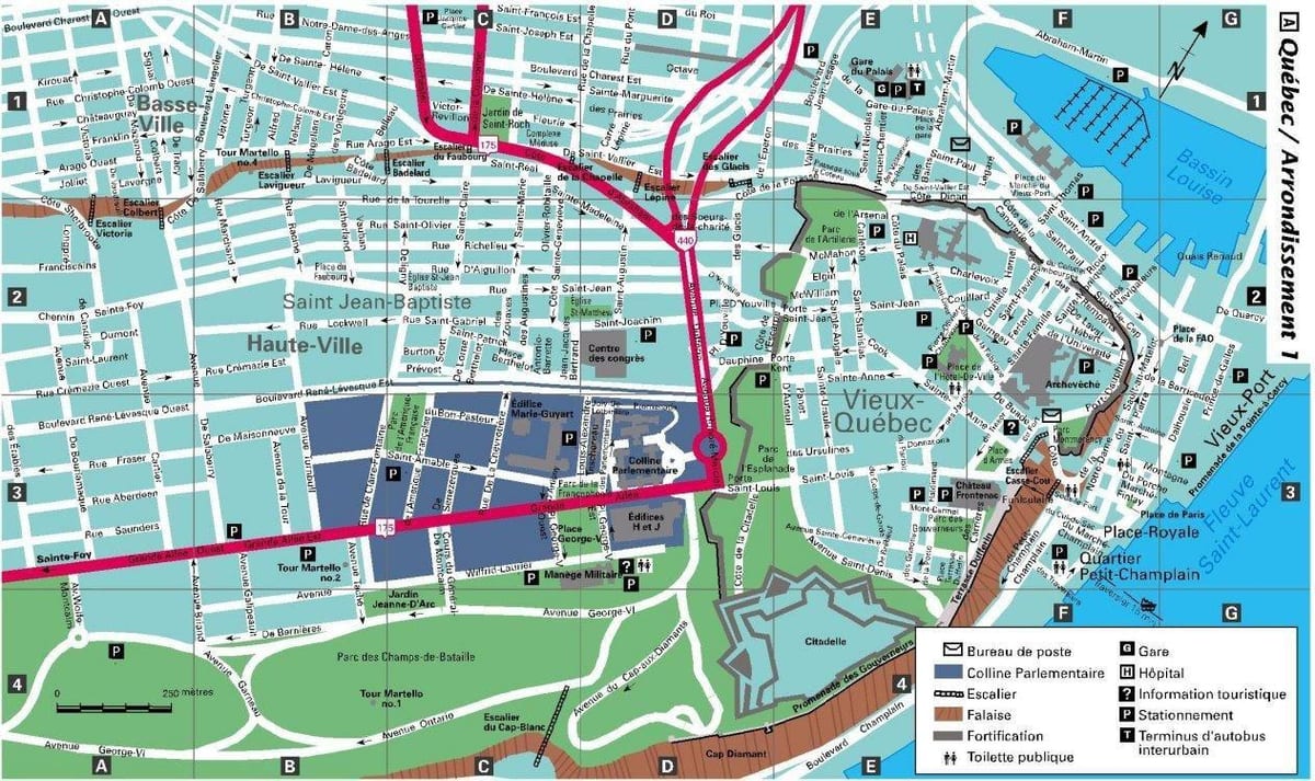 Harta e rrugëve të vjetra Quebec City