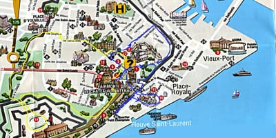 Harta e vjetër Quebec me atraksionet